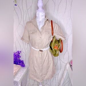 🌷 Jessica Sport 🌷 Khaki Beige Linen Dress